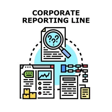 Corporate reporting line process documentation analysis Stock Illustration