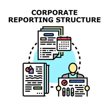 Corporate reporting structure analyzing business workflow Ilustração Stock