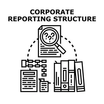 Corporate reporting structure analyzing business workflow and data Stock Illustration