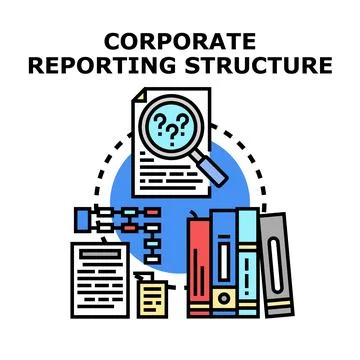 Corporate reporting structure analyzing business workflow and data Stock Illustration