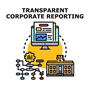Corporate reporting transparency concept with data analysis Illustrazione stock