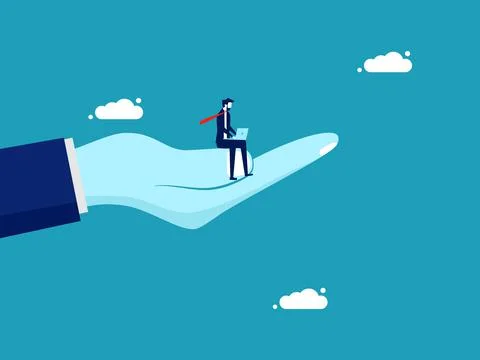 Corporate representative. Businessmen work on the hands of people. business c Stock Illustration
