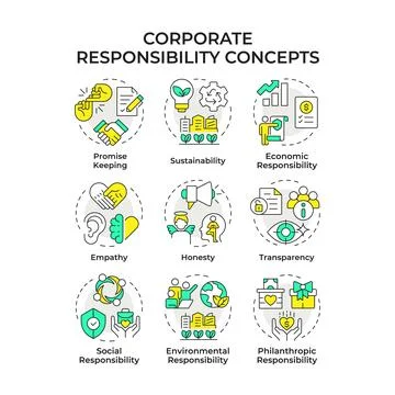 Corporate responsibility multi color concept icons Stock-Illustration