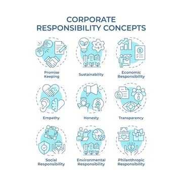 Corporate responsibility soft blue concept icons 스톡 일러스트