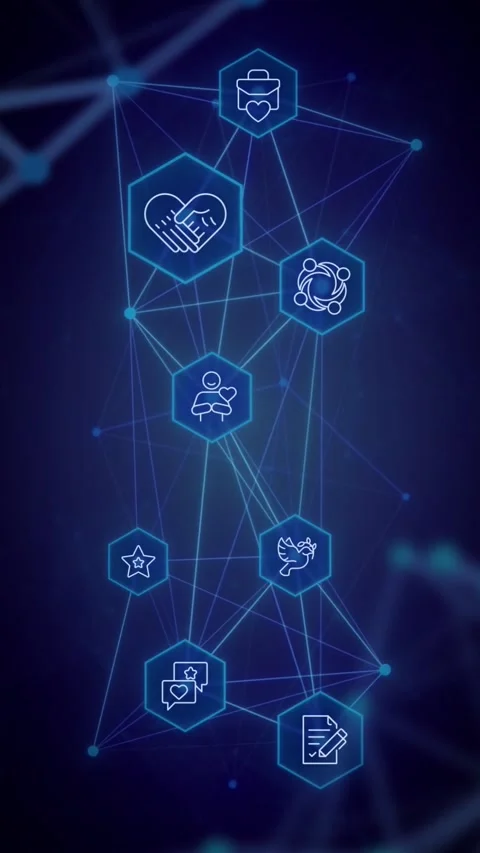 Corporate responsibility vertical animation with line icons Stock Footage 335752930