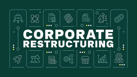 Corporate restructuring dark green word concept Stock Illustration