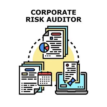 Corporate risk auditor analyzing financial document data 스톡 일러스트