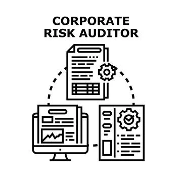 Corporate risk auditor analyzing financial data and reports 스톡 일러스트