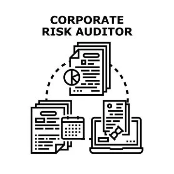 Corporate risk auditor analyzing financial document data Stock Illustration