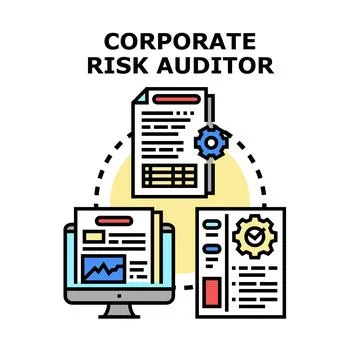Corporate risk auditor analyzing financial data and reports Stock Illustration
