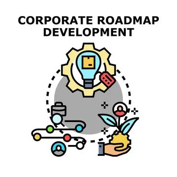 Corporate roadmap development process planning for business growth Stock Illustration
