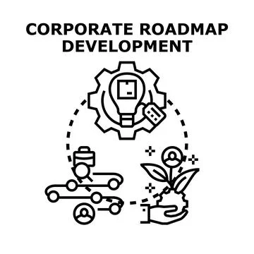 Corporate roadmap development process planning for business growth Stock Illustration
