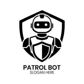 Corporate Security Patrol Bot Logo Stock Illustration