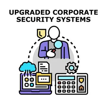 Corporate security systems protecting company data and property Illustrazione stock