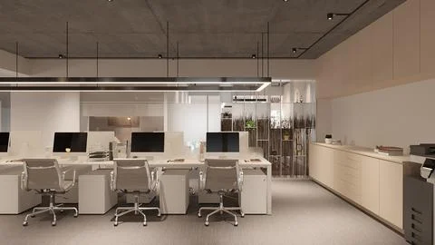 Corporate Serenity Elevating the Office Experience through Interior Design Illustrazione stock