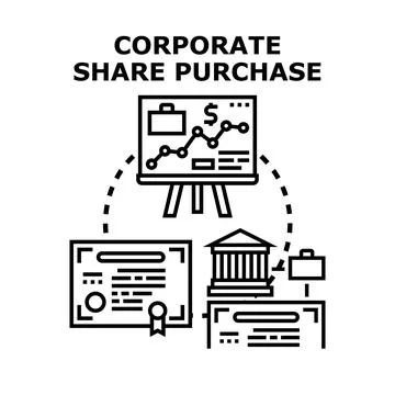 Corporate share purchase agreement strategy plan concept Stock Illustration