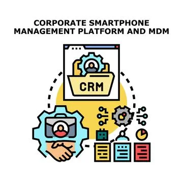Corporate smartphone management platform and mdm system concept 库存插图