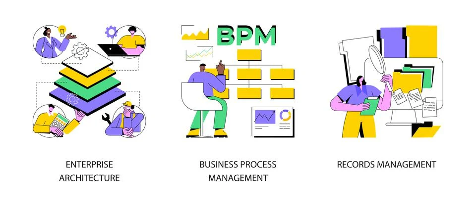 Corporate software abstract concept vector illustrations. Stock Illustration