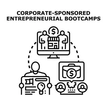 Corporate sponsored entrepreneurial bootcamp development program Stockillustratie