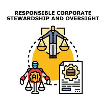 Corporate stewardship and artificial intelligence oversight concept Stock Illustration