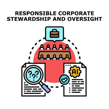 Corporate stewardship overseeing artificial intelligence development Stock Illustration