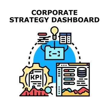 Corporate strategy dashboard visualizing business data analytics Stock Illustration