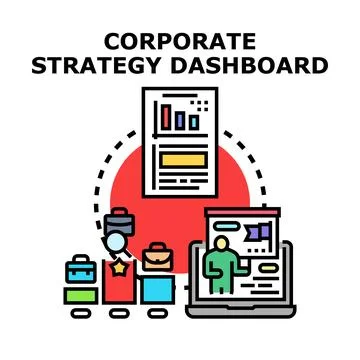 Corporate strategy dashboard visualizing business goals Stockillustratie
