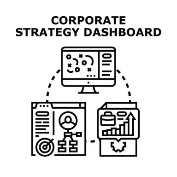 Corporate strategy dashboard visualizing business data analytics planning Stock Illustration