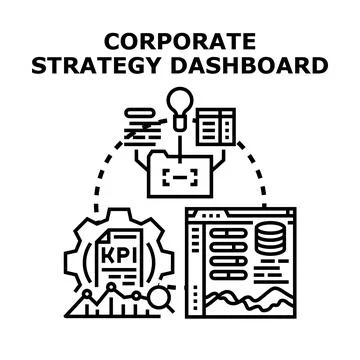 Corporate strategy dashboard visualizing business data analytics Stock Illustration