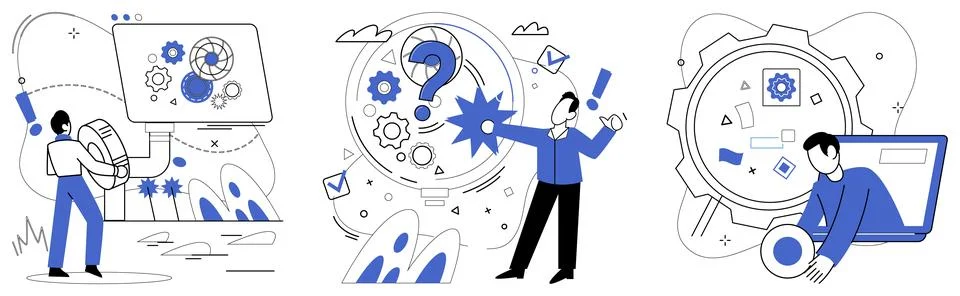Corporate strategy. Development is laboratory where alchemy strategic intel.. Illustrazione stock