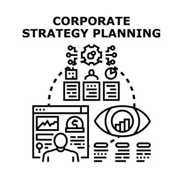 Corporate strategy planning process developing business vision Stock Illustration