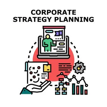 Corporate strategy planning process developing business solutions Illustrazione stock
