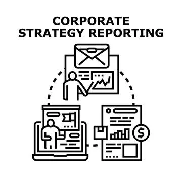 Corporate strategy reporting for business analysis infographic Stock Illustration