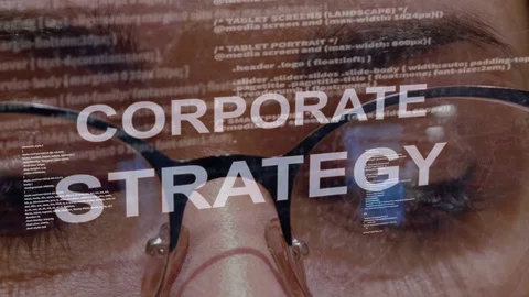 Corporate strategy text on background of female developer Stock Footage 106946752