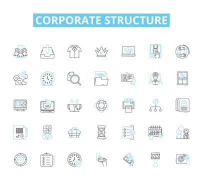 Corporate structure linear icons set. Hierarchy, Chain, Authority, Management Stock Illustration