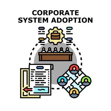 Corporate system adoption process workflow implementation Stockillustratie