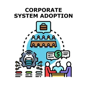 Corporate system adoption strategy implementing new technologies 스톡 일러스트