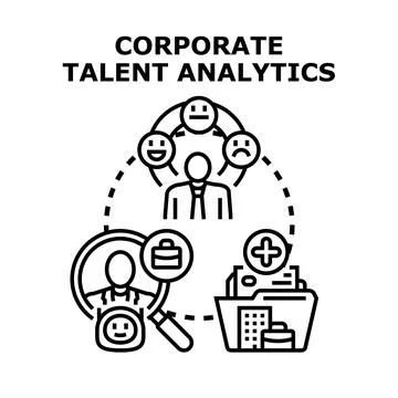 Corporate talent analytics evaluating employee performance and recruitment Stock Illustration