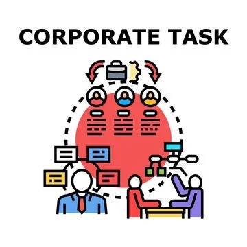 Corporate task management and effective business process delegation illustr.. Stock Illustration