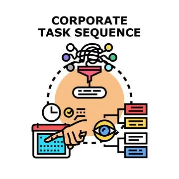 Corporate task sequencing implementing business process workflow Stock Illustration