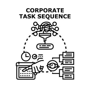 Corporate task sequencing implementing business process workflow Stock Illustration