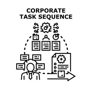 Corporate task sequencing workflow process management Stockillustratie