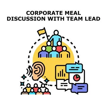 Corporate team collaborating, discussing ideas, and building strategy Ilustración de archivo