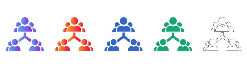 Corporate Team Hierarchy Structure Icon Set Stock Illustration