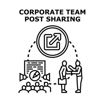 Corporate team post sharing communication strategy Stock Illustration