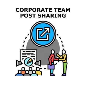 Corporate team post sharing communication strategy Stock Illustration