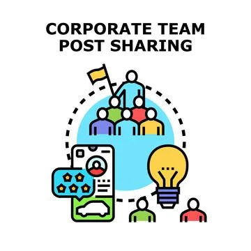 Corporate team sharing ideas and social media posts Stock Illustration