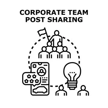 Corporate team sharing ideas and social media posts Stock Illustration