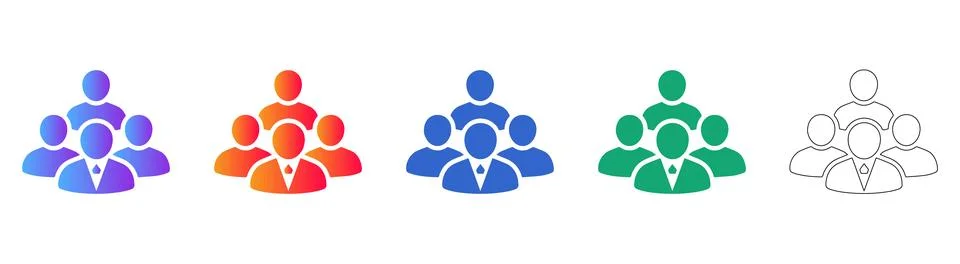 Corporate Team Structure Icons Set Stock Illustration