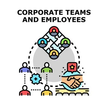 Corporate teams collaborating, building successful business partnerships Ilustración de archivo